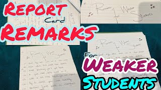 Report Card Remarks for Weak Students  Comments for Class 1 to 8 Remarks for Weak Students [upl. by Ahsieat]