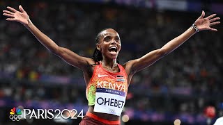 Beatrice Chebet adds a SECOND gold medal in Paris with 10000m victory  Paris Olympics  NBC Sports [upl. by Frankhouse]