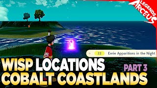 Every Wisp Location in Cobalt Coastlands  Pokemon Legends Arceus [upl. by Ennaerb]