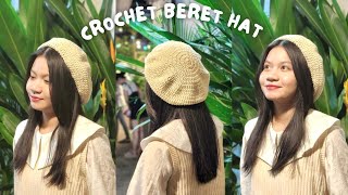 Crochet Beret Hat 🤍 Cách móc mũ nồi đơn giản Cỏ Crochet [upl. by Ekralc]