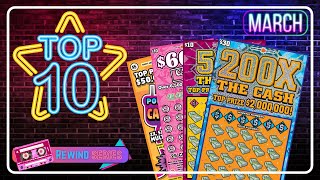 😱Top 10 Scratch Off Ticket Wins 💥 March 🗓️ Maryland Lottery  scratchofftickets [upl. by Tshombe]