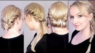 Sommerfrisuren SchuleAlltag  meine quotZwirbelquot Styles  Zopf OHNE Haargummi [upl. by Nosnevets]