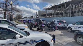 Watch procession to funeral home for fallen Newport News Police Officer Katie Thyne [upl. by Cyprio]