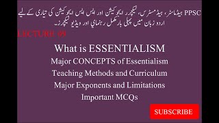 ESSENTIALISM ESSENTIALISM IN PHILOSOPHY OF EDUCATION IN URDU [upl. by Ylluz]