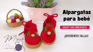 ALPARGATAS TEJIDAS A CROCHET PARA BEBÉ  PASO A PASO  TODAS LAS TALLAS [upl. by Killoran]