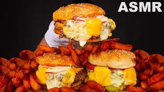 ASMR DOUBLE CHEESEBURGER 🍔🧀  SWEET POTATO FRIES 🍟 Eating Sound  MAR ASMR [upl. by Ocer130]