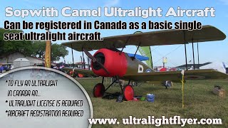 Sopwith Camel Airdrome Aeroplanes Canadian Single Seat Ultralight Aircraft [upl. by Auhoj]