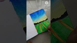 Landscape painting 🩵💛 shorts trending painting drawing landscape viralshort art [upl. by Attelrahs]