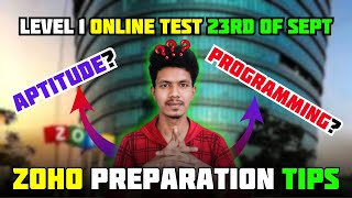 Zoho Online test level 1 Programming or Aptitude  23rd of September  Zoho Interview Preparation [upl. by Dagmar]