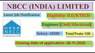 NBCC Vacancy  BTech in CIVIL amp ELECTRICAL  Lastest Job Update [upl. by Yran]