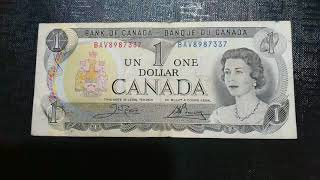 1 Canadian Dollar 1973 edition banknote Rare [upl. by Neetsirhc]