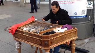 Amazing street musician  Hungarian cimbalom [upl. by Yatnohs663]