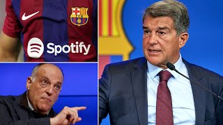 Barcelona to create their OWN kit brand amp leave Nike  Tebas tells Barça to SELL 23 key players [upl. by Allehcim]