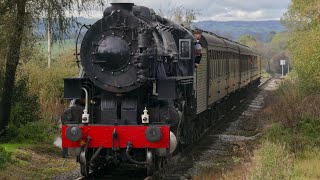 DRAMATIC BALDWIN S160 USATC 6046 ASCENDS FROM BRADNOP TO APESFORD CHURNET VALLEY RAILWAY 211023 [upl. by Alig]