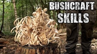 Bushcraft Skills  Axe amp Knife Skills Camp Setup Fire Overnight Camping [upl. by Nylisoj]