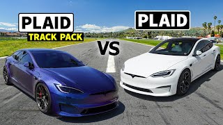 Plaid vs Plaid Stock Tesla Plaid vs Track Package Plaid [upl. by Garlen635]