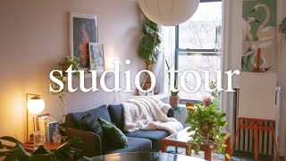 Artist studio tour  Brooklyn home illustration studio replete with lush plants amp colorful art [upl. by Areikahs]