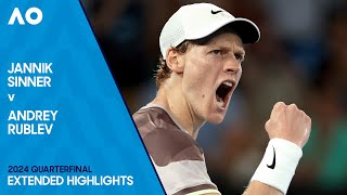 Jannik Sinner v Andrey Rublev Extended Highlights  Australian Open 2024 Quarterfinal [upl. by Aivila]