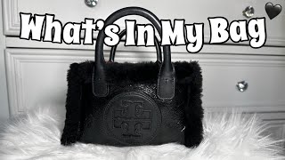 What’s in my Tory Burch Mini Ella Patent Leather amp Shearling Tote bag going out essentials [upl. by Demaggio142]