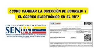 Cómo cambiar la dirección de domicilio y el correo electrónico en el rif online venezuela seniat [upl. by Robson292]