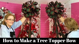 How to Make a Christmas Tree Bow Topper [upl. by Miner]