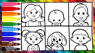 Desenhar e Colorir uma Família 👩👨👧👦🐶🌈 Desenhos para Crianças [upl. by Ardnuahs623]