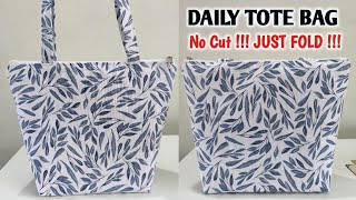 NO CUT  JUST ONE RECTANGLE FABRIC  PERFECT HANDBAG IS READY  How to make a tote bag with lining [upl. by Aurel]