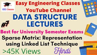 Sparse Matrix – Representation using Linked List Technique with Example in Hindi and English [upl. by Narak]