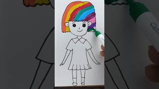 Rainbow 🌈 Girl 😻😱 Painting shorts girldrawing art kids ytshorts [upl. by Jenny]