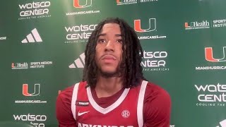 Boogie Fland postgame  Arkansas 76 Miami 73 [upl. by Inanak]