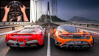 Ferrari SF90 Stradale VS McLaren 765LT Steering Wheel  Paddle Shifter Gameplay  Forza Horizon 5 [upl. by Atilem]