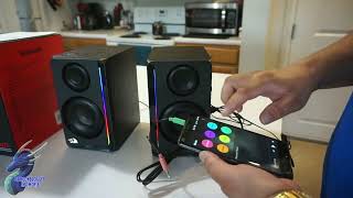 Showcasing Redragon GS812 Wireless RGB Wooden Desktop Speakers [upl. by Ayotnom]