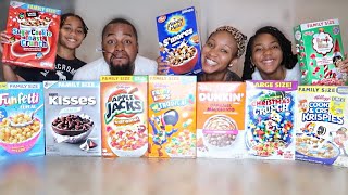 Trying ALL NEW WEIRD CEREALS OF 2020 Taste Test Fuller Family [upl. by Jaeger]