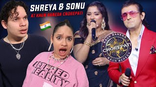 Indian TV is UNREAL Latinos react to Shreya Ghoshal amp Sonu Nigam singing w Amitabh Bachchan [upl. by Hanako]