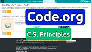 Codeorg Lesson 71 Conditionals Practice  Answer Tutorial  Unit 4 CS Principles [upl. by Aicilic826]