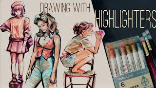 Drawing with highlighters  Vience highlighters review [upl. by Ailil497]