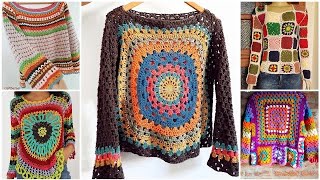 Crochet multicoloured boho style toptunic toplong top designs [upl. by Orlando]