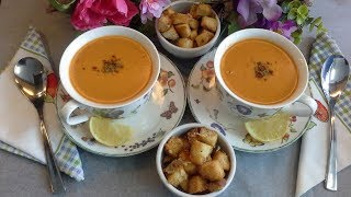 شوربة العدس الاحمر التركية الرهيبة علي اصولها مع خبز محمص شهي😍Soupe de lentilles corail [upl. by Hsirk]