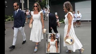 Pregnant Pippa Middleton shows off her neat bump at Wimbledon [upl. by Odlabu]