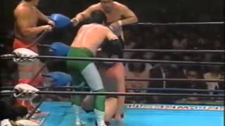 AJPW J Tsuruta M Fuchi amp A Taue vs M Misawa K Kobashi amp T Kawada  May 22 1992 [upl. by Ostler130]