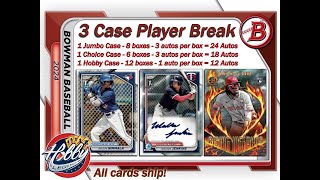 CASE 3 HOBBY  2024 BOWMAN 3 Case CHOICEJUMBOHOBBY PLAYER Break eBay 053124 [upl. by Petrie]