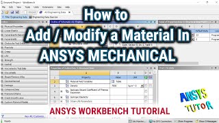 ANSYS Workbench Tutorial How to AddModify a Material  ANSYS Mechanical [upl. by Barvick]