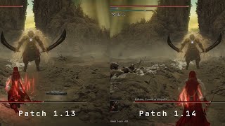 Promised Consort Radahn Comparison  Patch 113 vs Patch 114 [upl. by Anairo]