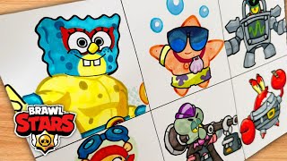 Dibujando Brawl Stars x Bob Esponja  how to draw spongebob x brawl stars [upl. by Trenton949]