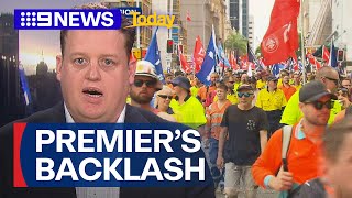 Victorian premier facing backlash after CFMEU allegations  9 News Australia [upl. by Aseretairam779]