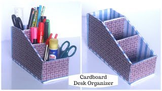 DIY Cardboard Organizer  Desk Organizer  Cardboard Crafts Easy [upl. by Nnayllas]