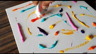 Easy amp Colorful Abstract Painting for KIDS  FUN Acrylics on Canvas  Demonstration [upl. by Hajin]