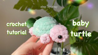 Crochet BABY TURTLE 🐢 easy tutorial for beginners 🌿 Amigurumi animal [upl. by Kir321]