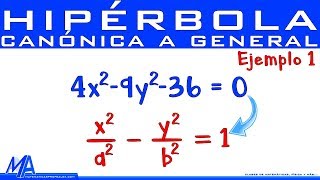 Pasar de la ecuación General a la Canónica de la Hipérbola  Ejemplo 1 [upl. by Airol]