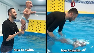 La prima lezione di nuoto del bambino con un professionista [upl. by Eillen]